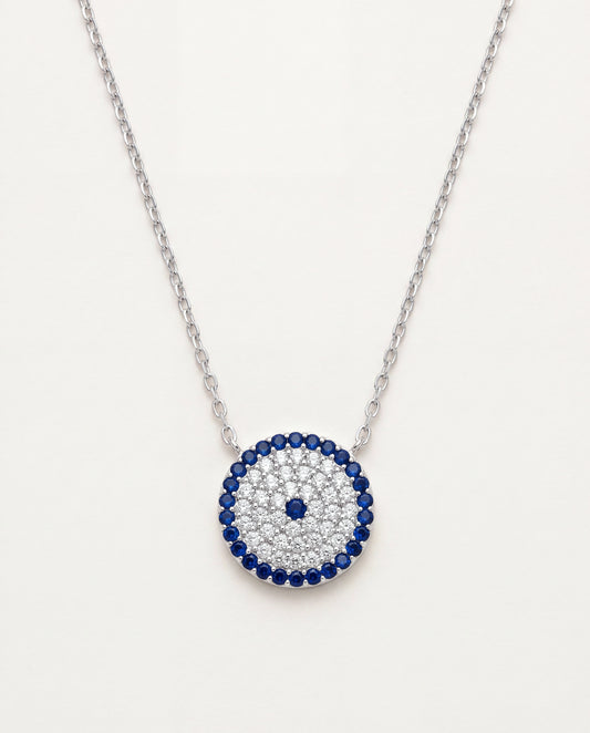 925 Sterling Silver Necklaces, Sterling Silver Evil Eye Charm Necklace | 16" + Extension by HAUS OF MONOGRAM