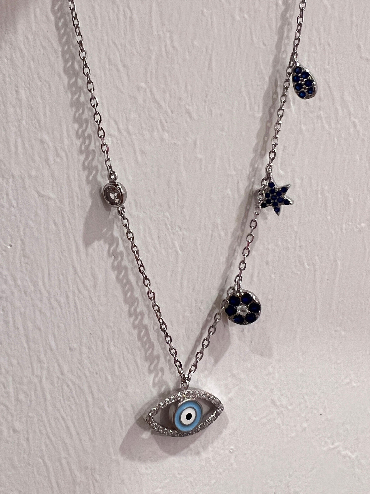 925 Sterling Silver Necklaces, Sterling Silver Evil Eye Necklace | Protective Charm Piec by HAUS OF MONOGRAM