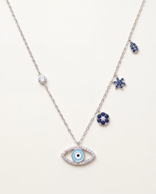 925 Sterling Silver Necklaces, Sterling Silver Evil Eye Necklace | Protective Charm Piec by HAUS OF MONOGRAM