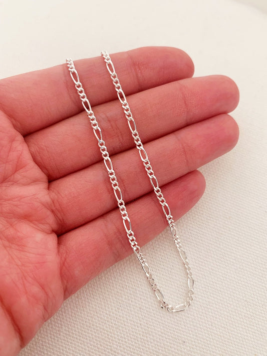 925 Sterling Silver Anklets, Sterling Silver Figaro Anklet | 2.5mm | 10" Length by HAUS OF MONOGRAM