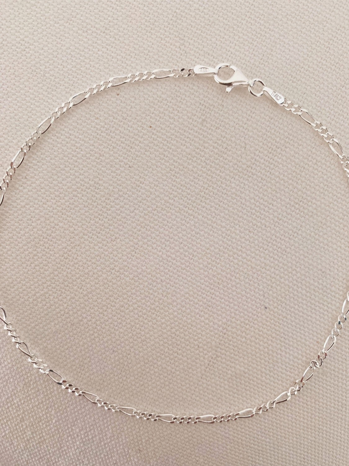 925 Sterling Silver Anklets, Sterling Silver Figaro Anklet | 2.5mm | 10" Length by HAUS OF MONOGRAM