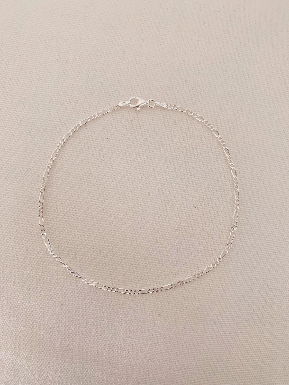 925 Sterling Silver Anklets, Sterling Silver Figaro Anklet | 2.5mm | 10" Length by HAUS OF MONOGRAM