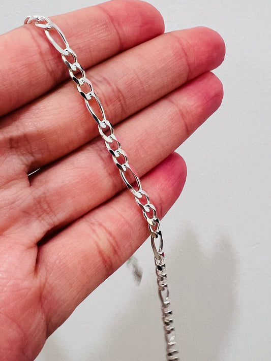 925 Sterling Silver Anklets, Sterling Silver Figaro Anklet | 3.5mm Chain | 10 Inch by HAUS OF MONOGRAM