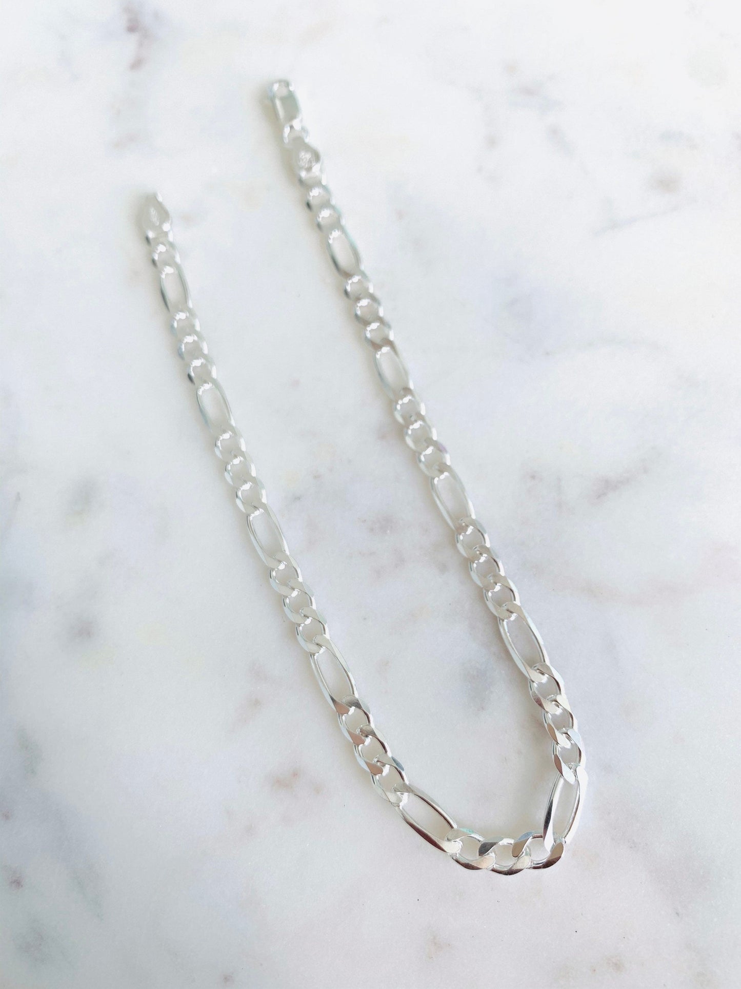 925 Sterling Silver Anklets, Sterling Silver Figaro Anklet | 5mm Chain, 10.25" Dainty Everyday Jewelry by HAUS OF MONOGRAM