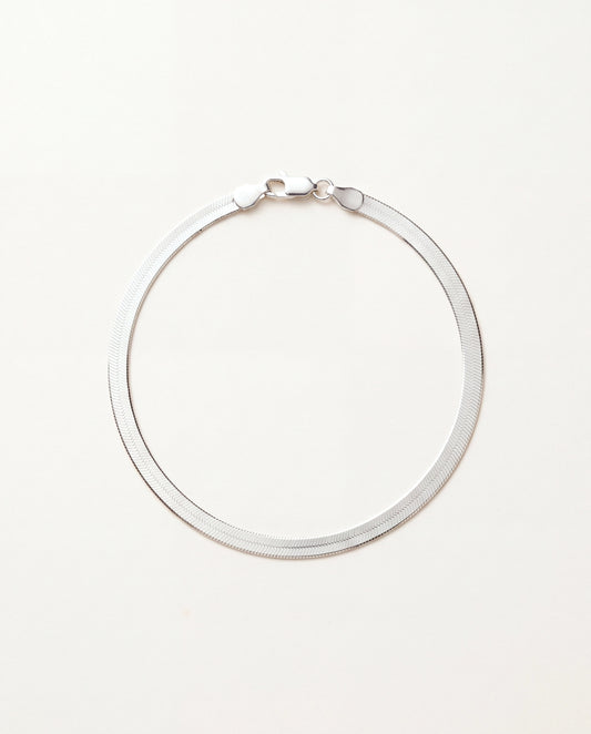 Sterling Silver Herringbone Anklet