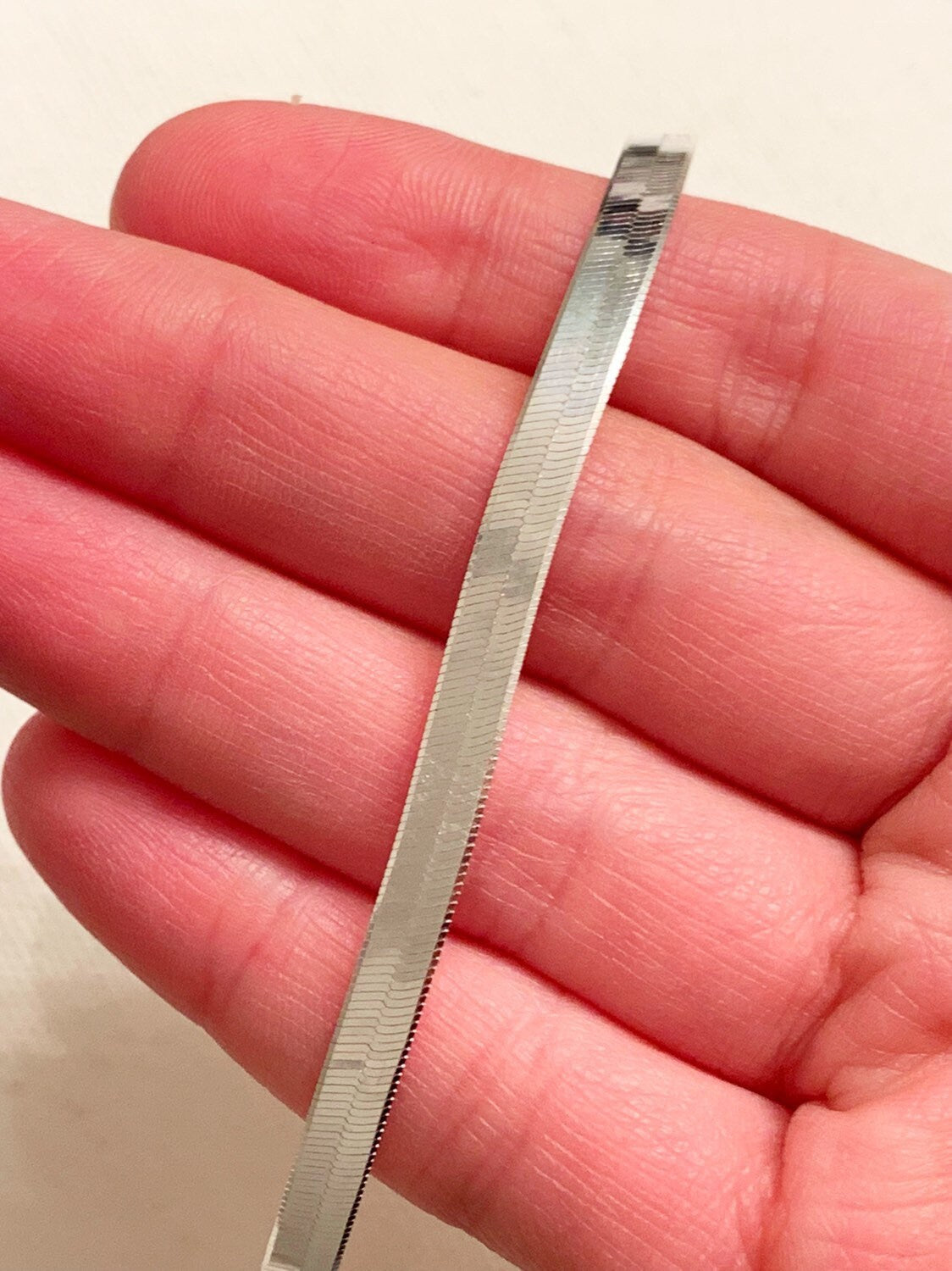Sterling Silver Herringbone Bracelet | 4mm Sleek Shine by HAUS OF MONOGRAM - Bracelets, 7.25", HOM-2-2806-1-50-7"