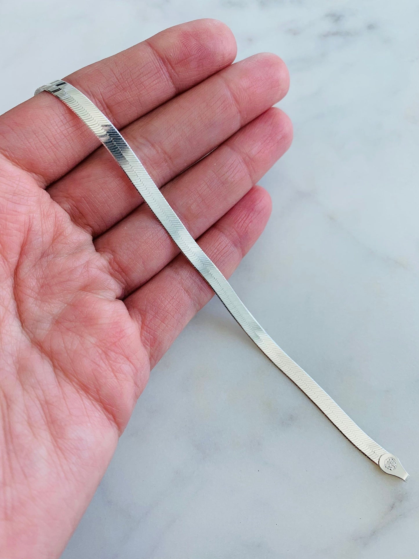 Sterling Silver Herringbone Bracelet | 4mm Sleek Shine by HAUS OF MONOGRAM - Bracelets, 7.25", HOM-2-2806-1-50-7"