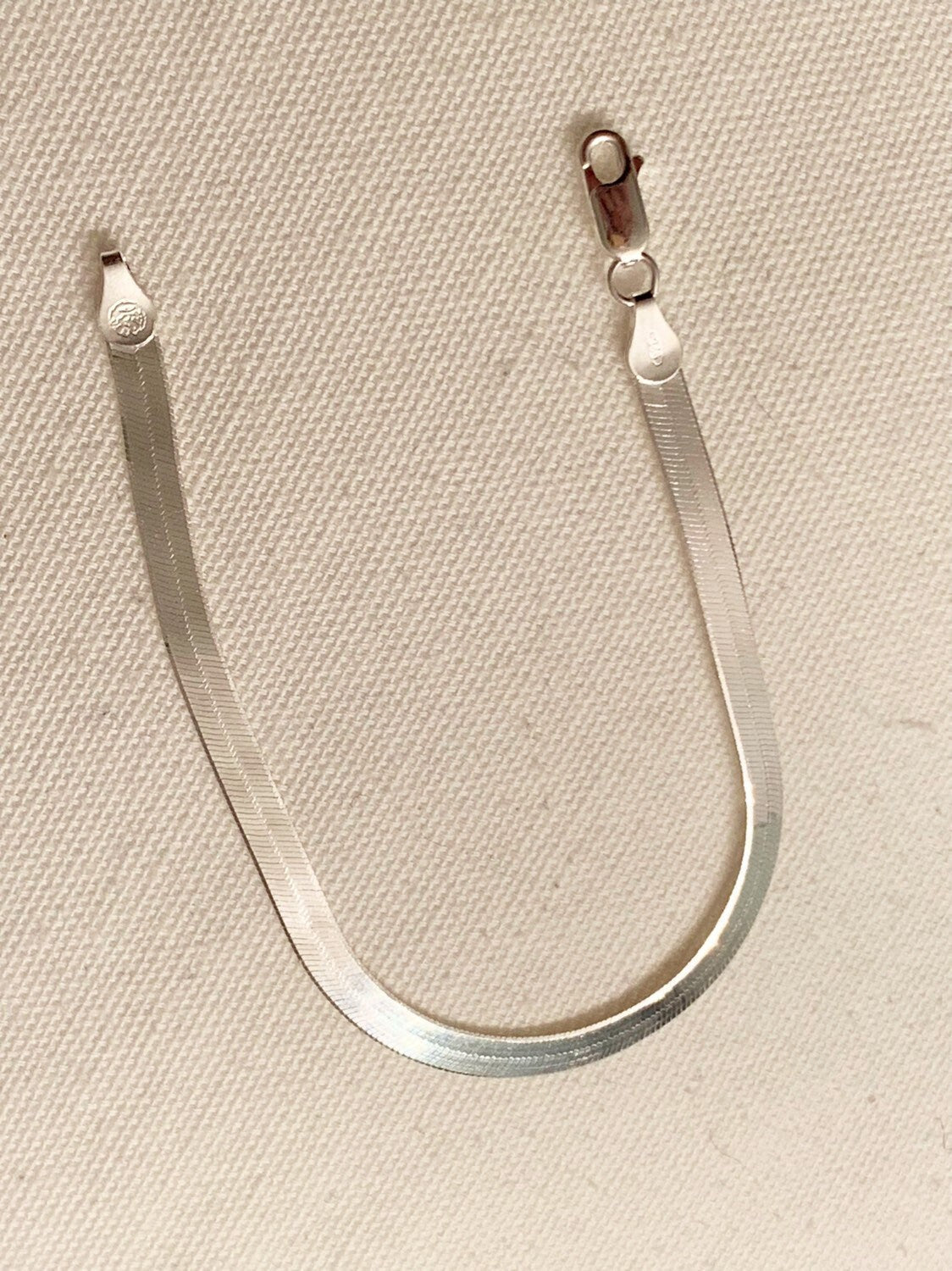Sterling Silver Herringbone Bracelet | 4mm Sleek Shine by HAUS OF MONOGRAM - Bracelets, 7.25", HOM-2-2806-1-50-7"