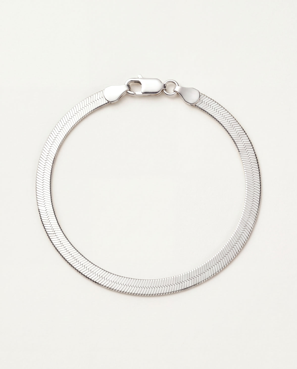 925 Sterling Silver Bracelets, Sterling Silver Herringbone Bracelet | 4mm Sleek Shine by HAUS OF MONOGRAM