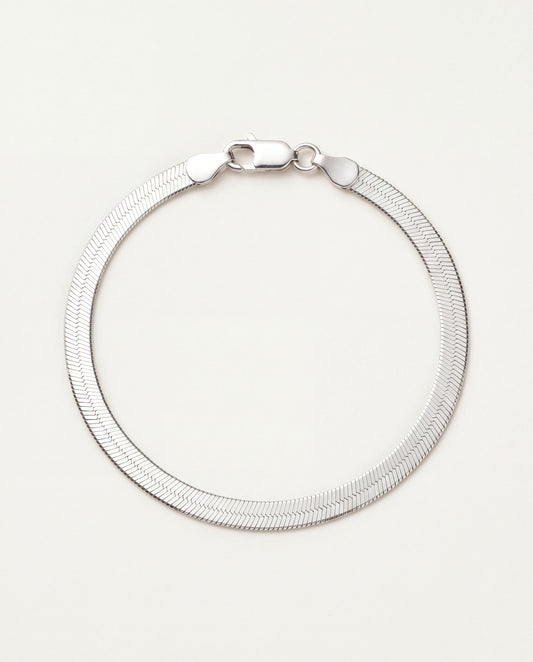 925 Sterling Silver Bracelets, Sterling Silver Herringbone Bracelet | 4mm Sleek Shine by HAUS OF MONOGRAM