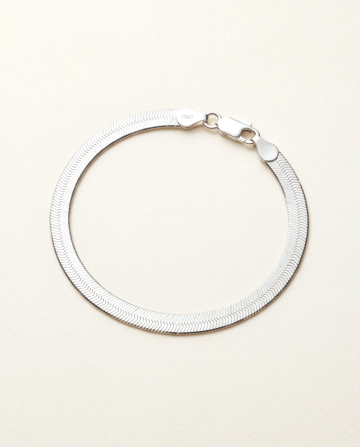 925 Sterling Silver Bracelets, Sterling Silver Herringbone Bracelet | 5.5mm Width | 7.25" by HAUS OF MONOGRAM
