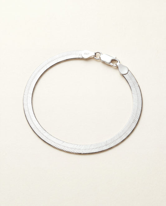 925 Sterling Silver Bracelets, Sterling Silver Herringbone Bracelet | 5.5mm Width | 7.25" by HAUS OF MONOGRAM