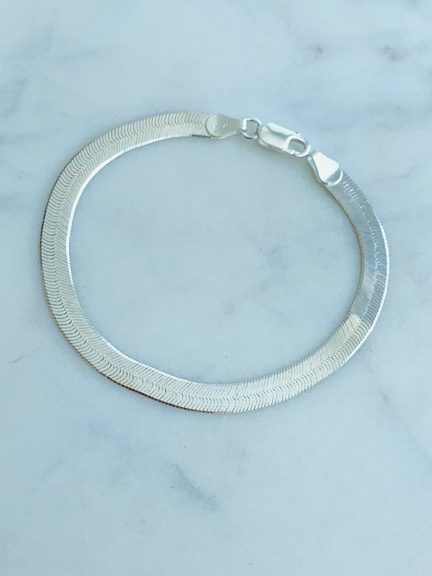 Sterling Silver Herringbone Bracelet | 5.5mm Width | 7.25" by HAUS OF MONOGRAM - Bracelets, 7.25", HOM-2-2806-1-60