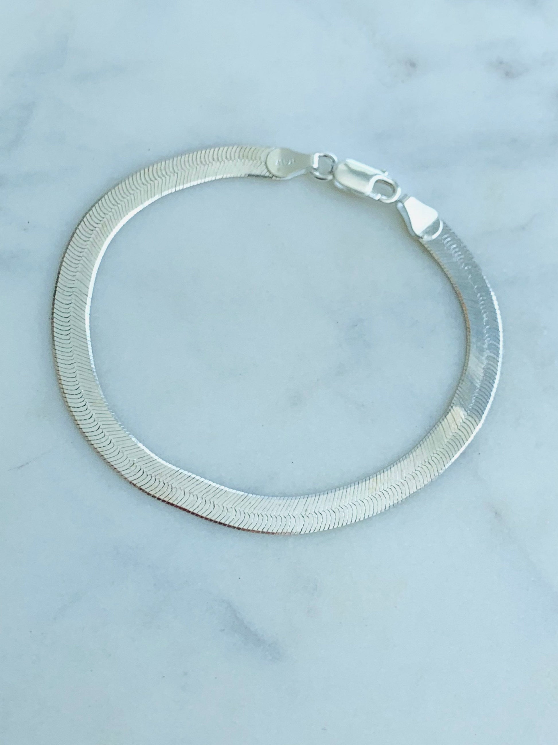 Sterling Silver Herringbone Bracelet | 5.5mm Width | 7.25" by HAUS OF MONOGRAM - Bracelets, 7.25", HOM-2-2806-1-60