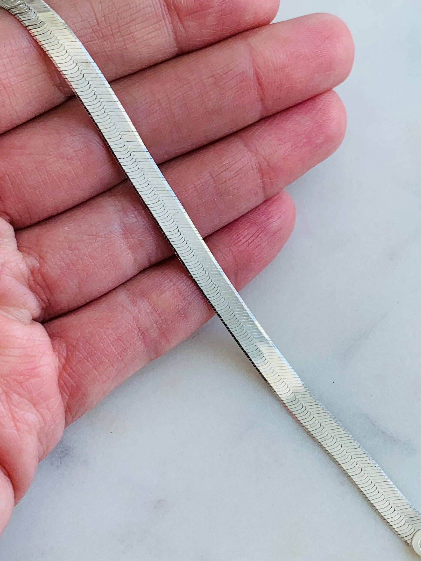 Sterling Silver Herringbone Bracelet | 5.5mm Width | 7.25" by HAUS OF MONOGRAM - Bracelets, 7.25", HOM-2-2806-1-60