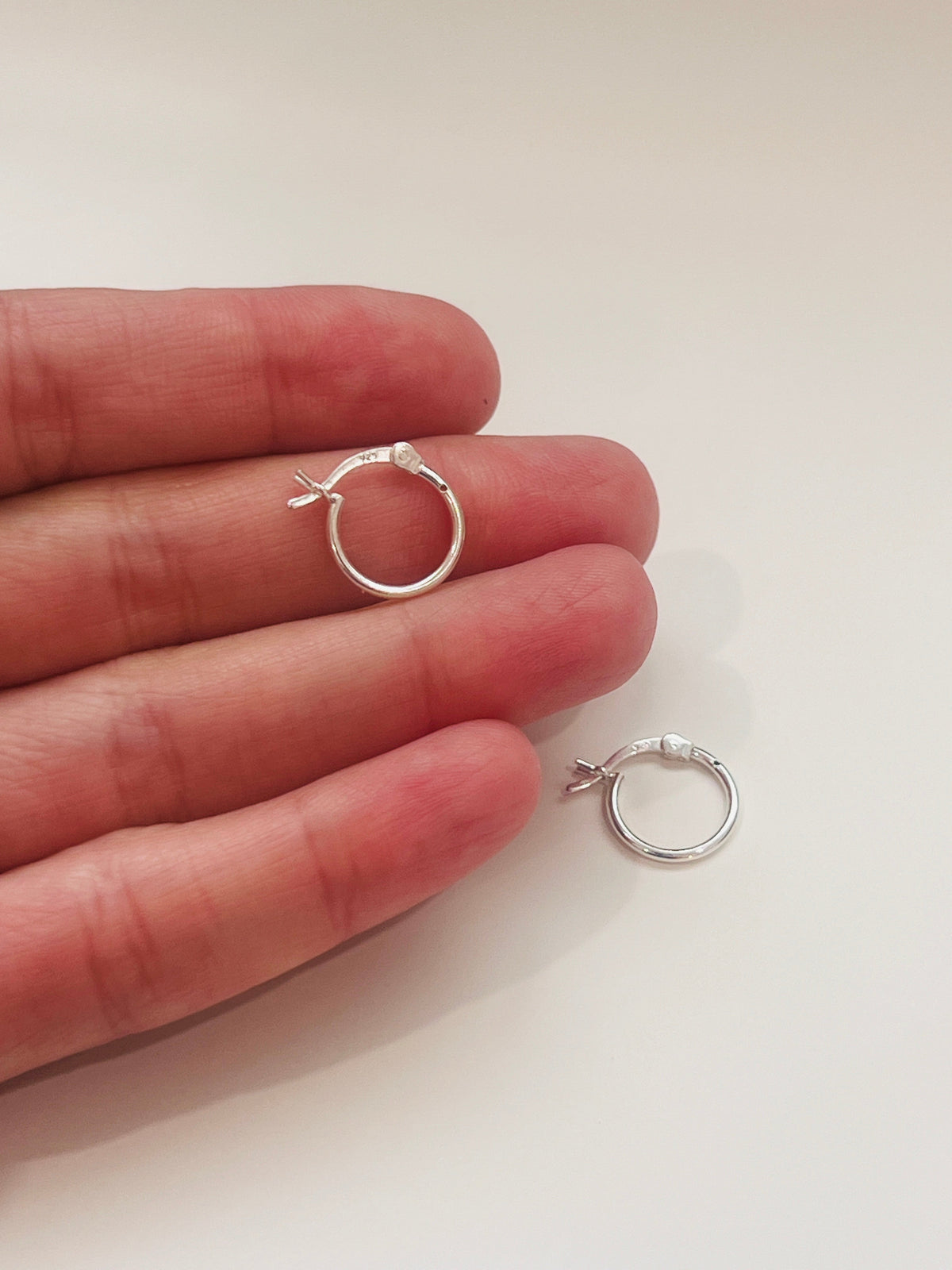 925 Sterling Silver Earrings, Sterling Silver Hoop Earrings | 13mm Lightweight Daily Pair by HAUS OF MONOGRAM
