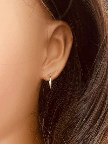 925 Sterling Silver Earrings, Sterling Silver Hoop Earrings | 13mm Lightweight Daily Pair by HAUS OF MONOGRAM