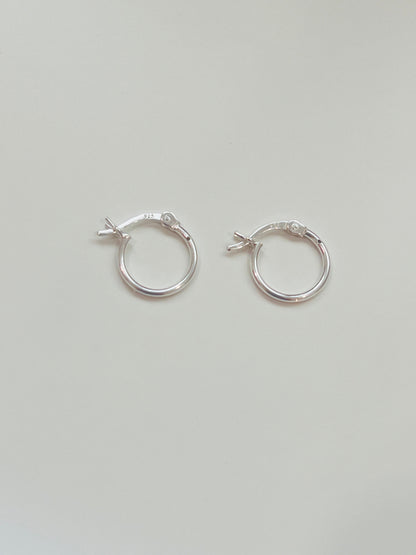 925 Sterling Silver Earrings, Sterling Silver Hoop Earrings | 13mm Lightweight Daily Pair by HAUS OF MONOGRAM