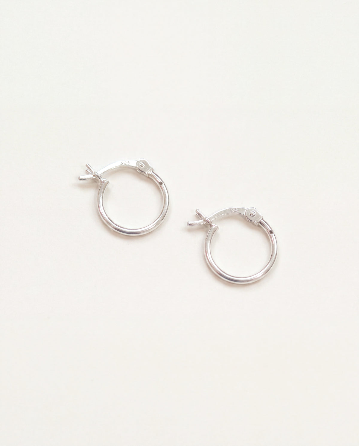 925 Sterling Silver Earrings, Sterling Silver Hoop Earrings | 13mm Lightweight Daily Pair by HAUS OF MONOGRAM