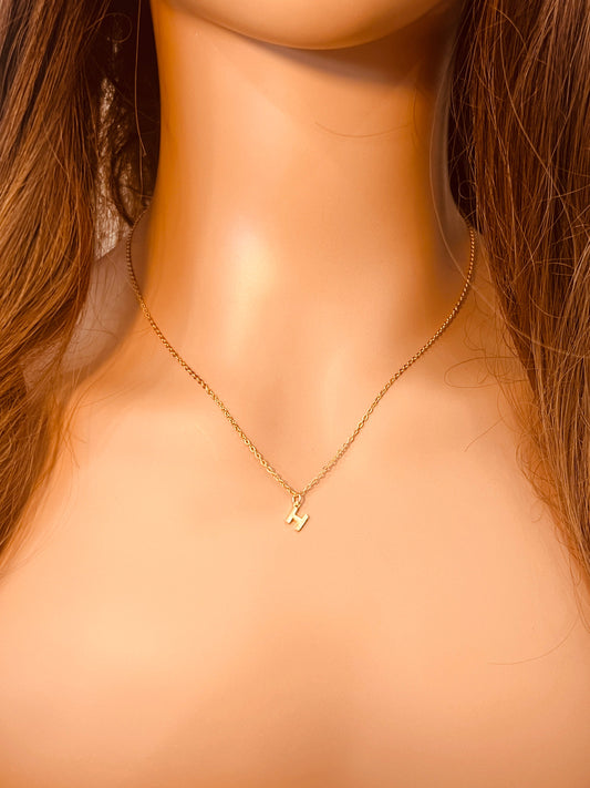Sterling Silver Initial Charm Necklace | 10mm Letter | 16" or 18" by HAUS OF MONOGRAM - Necklaces, A / 16" - Gold Plated,...
