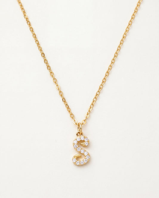 925 Sterling Silver Necklaces, Sterling Silver Initial Necklace | CZ Script Charm | 16" or 18" Length by HAUS OF MONOGRAM