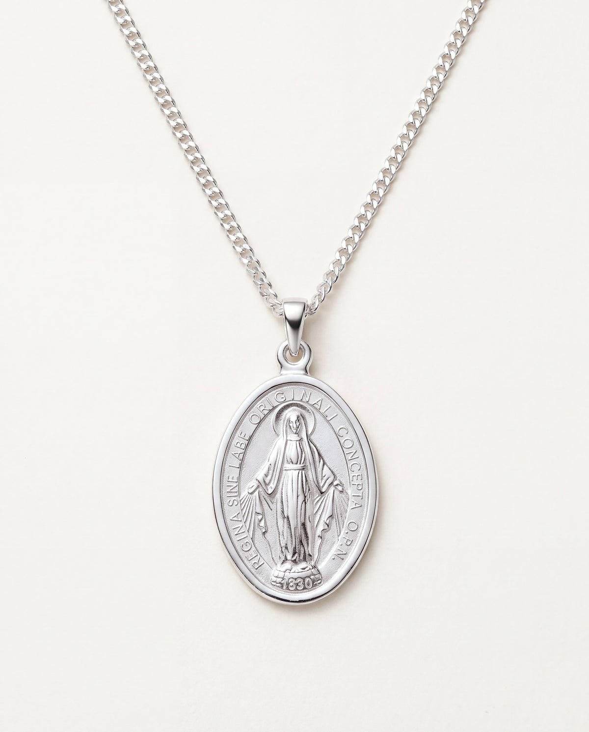 925 Sterling Silver Men's Chains, Sterling Silver Miraculous Medal Necklace | Curb Chain | 2mm by HAUS OF MONOGRAM