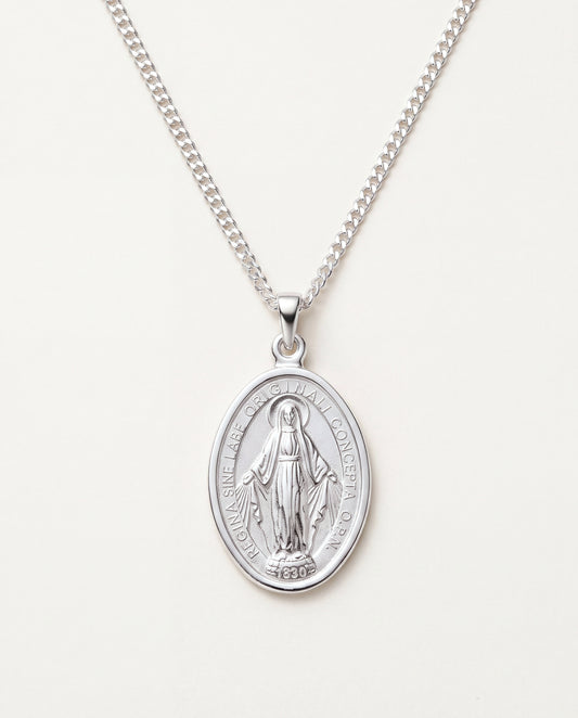925 Sterling Silver Men's Chains, Sterling Silver Miraculous Medal Necklace | Curb Chain | 2mm by HAUS OF MONOGRAM