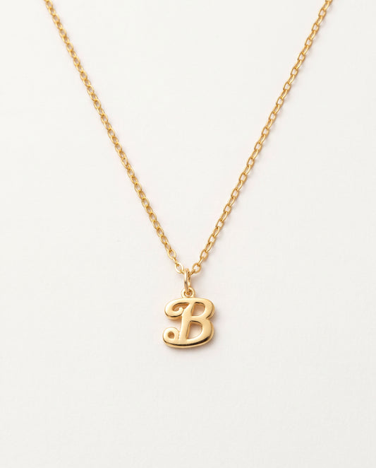 925 Sterling Silver Necklaces, Sterling Silver Necklace with Script Initial Charm | 16" or 18" Length by HAUS OF MONOGRAM