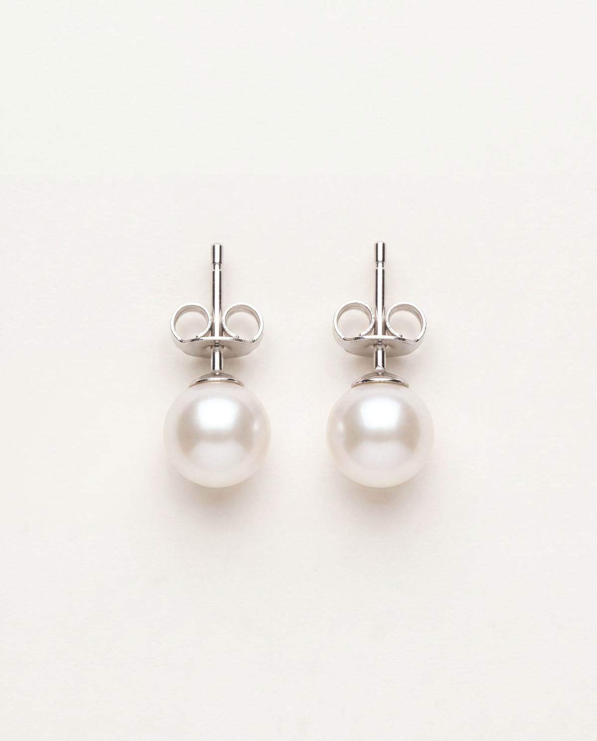 925 Sterling Silver Earrings, Sterling Silver Pearl Studs | 8mm Classic Elegance Pair by HAUS OF MONOGRAM