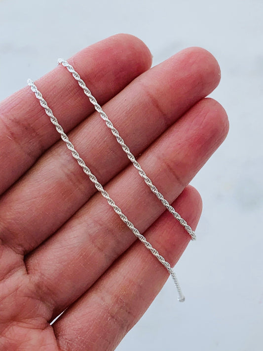 925 Sterling Silver Anklets, Sterling Silver Rope Anklet | 1mm Dainty Everyday Chain by HAUS OF MONOGRAM