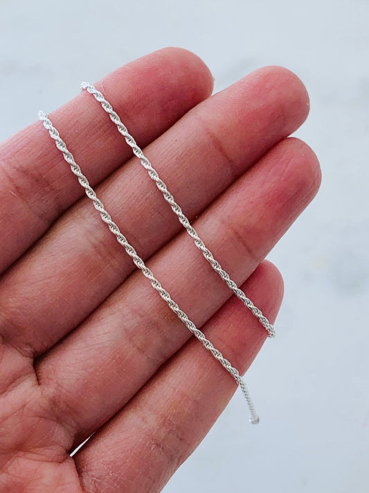 Sterling Silver Rope Anklet | 1mm Dainty Everyday Chain by HAUS OF MONOGRAM