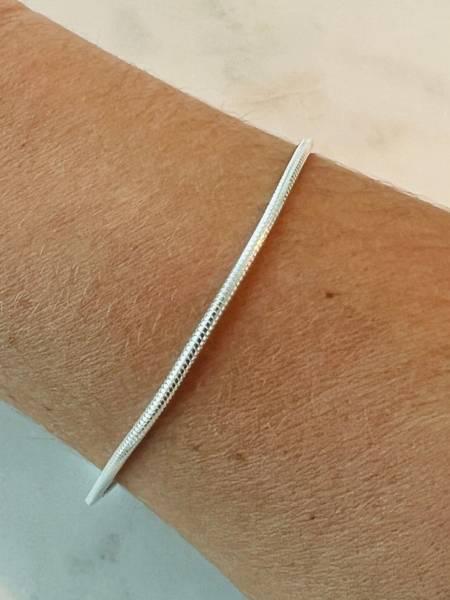 925 Sterling Silver Bracelets, Sterling Silver Snake Bracelet | 1mm Adjustable 7" to 8" by HAUS OF MONOGRAM