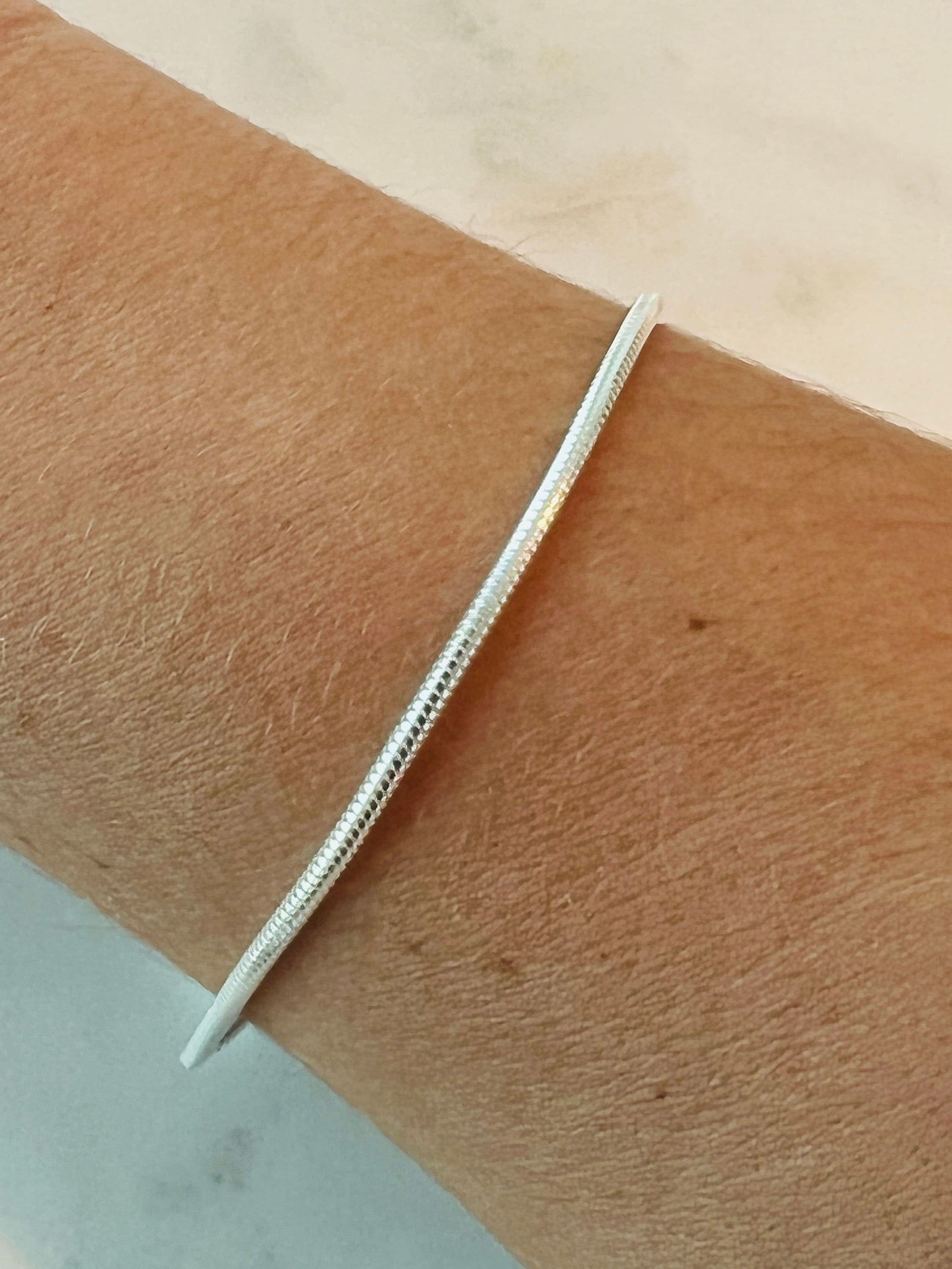 925 Sterling Silver Bracelets, Sterling Silver Snake Bracelet | 1mm Adjustable 7" to 8" by HAUS OF MONOGRAM