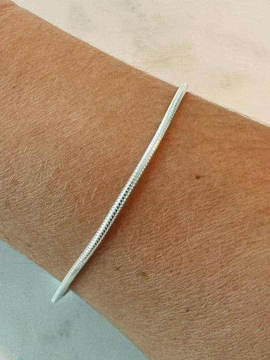 925 Sterling Silver Bracelets, Sterling Silver Snake Bracelet | 1mm Adjustable 7" to 8" by HAUS OF MONOGRAM