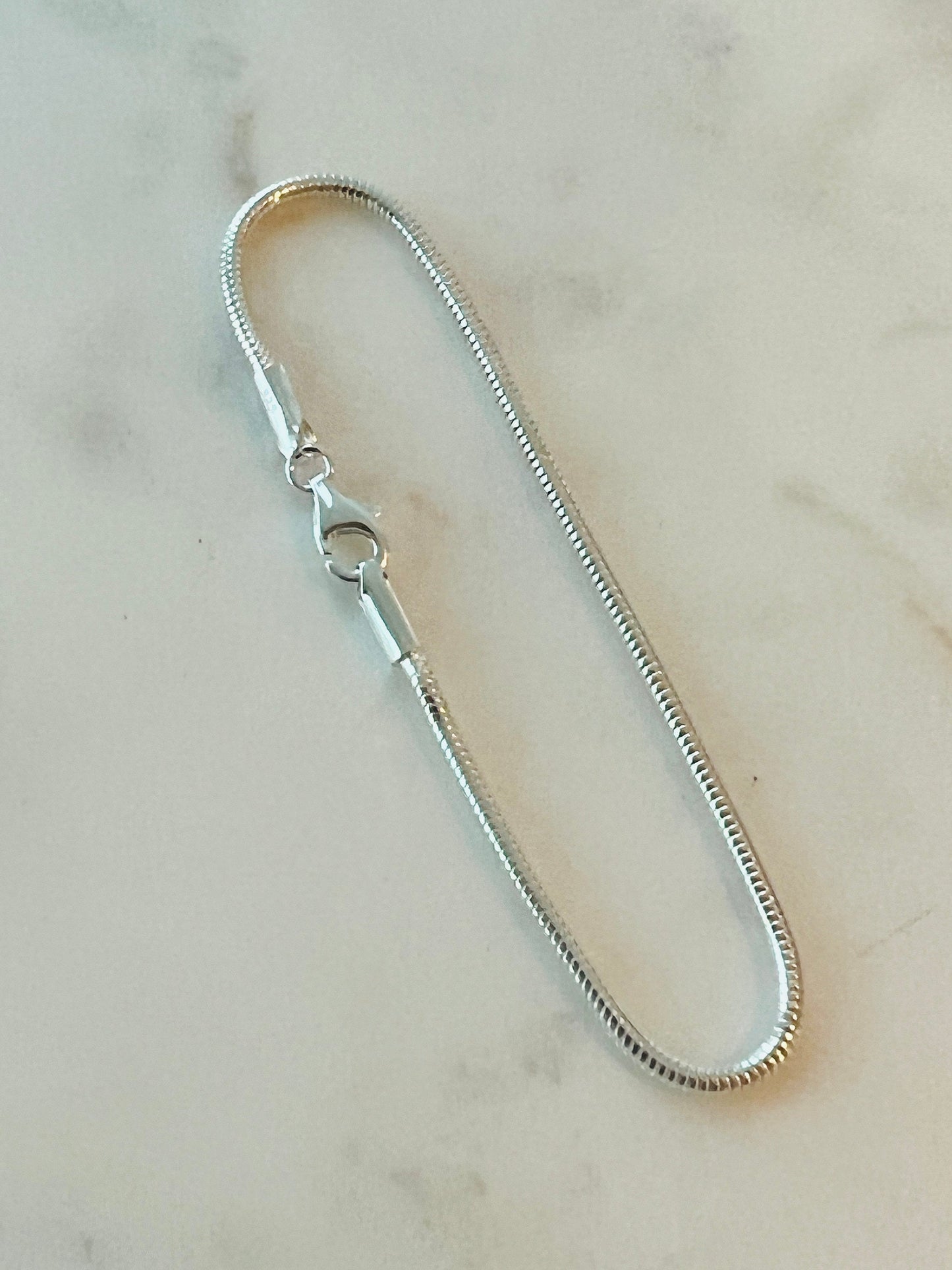 925 Sterling Silver Bracelets, Sterling Silver Snake Bracelet | 1mm Adjustable 7" to 8" by HAUS OF MONOGRAM