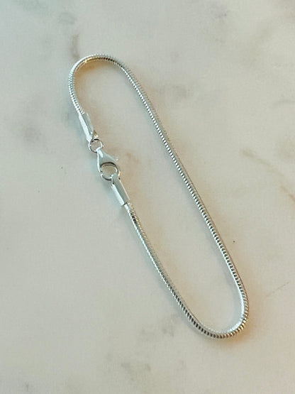925 Sterling Silver Bracelets, Sterling Silver Snake Bracelet | 1mm Adjustable 7" to 8" by HAUS OF MONOGRAM