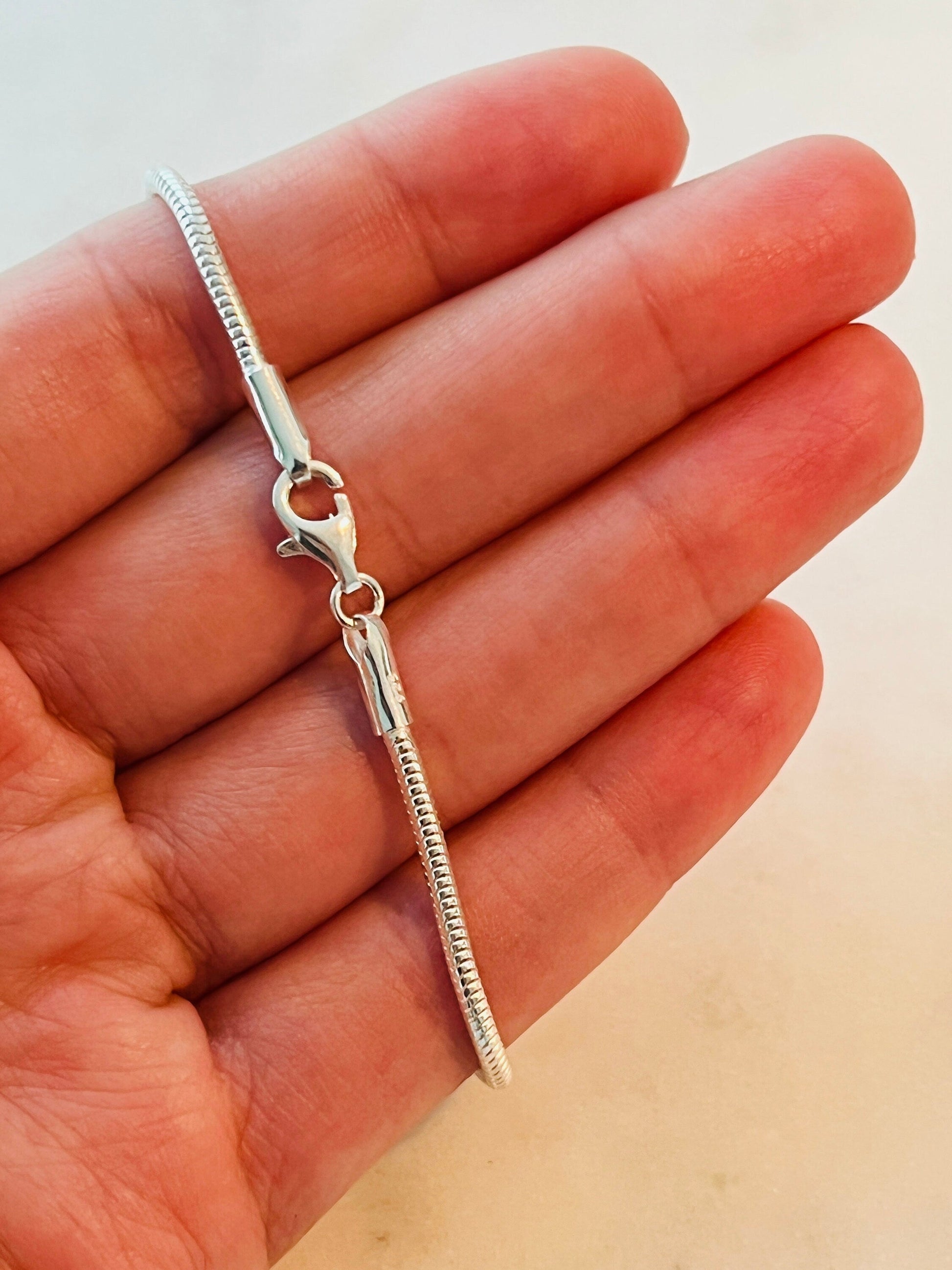 925 Sterling Silver Bracelets, Sterling Silver Snake Bracelet | 1mm Adjustable 7" to 8" by HAUS OF MONOGRAM