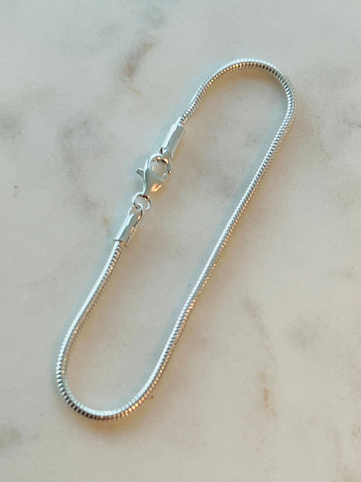 925 Sterling Silver Bracelets, Sterling Silver Snake Bracelet | 1mm Adjustable 7" to 8" by HAUS OF MONOGRAM