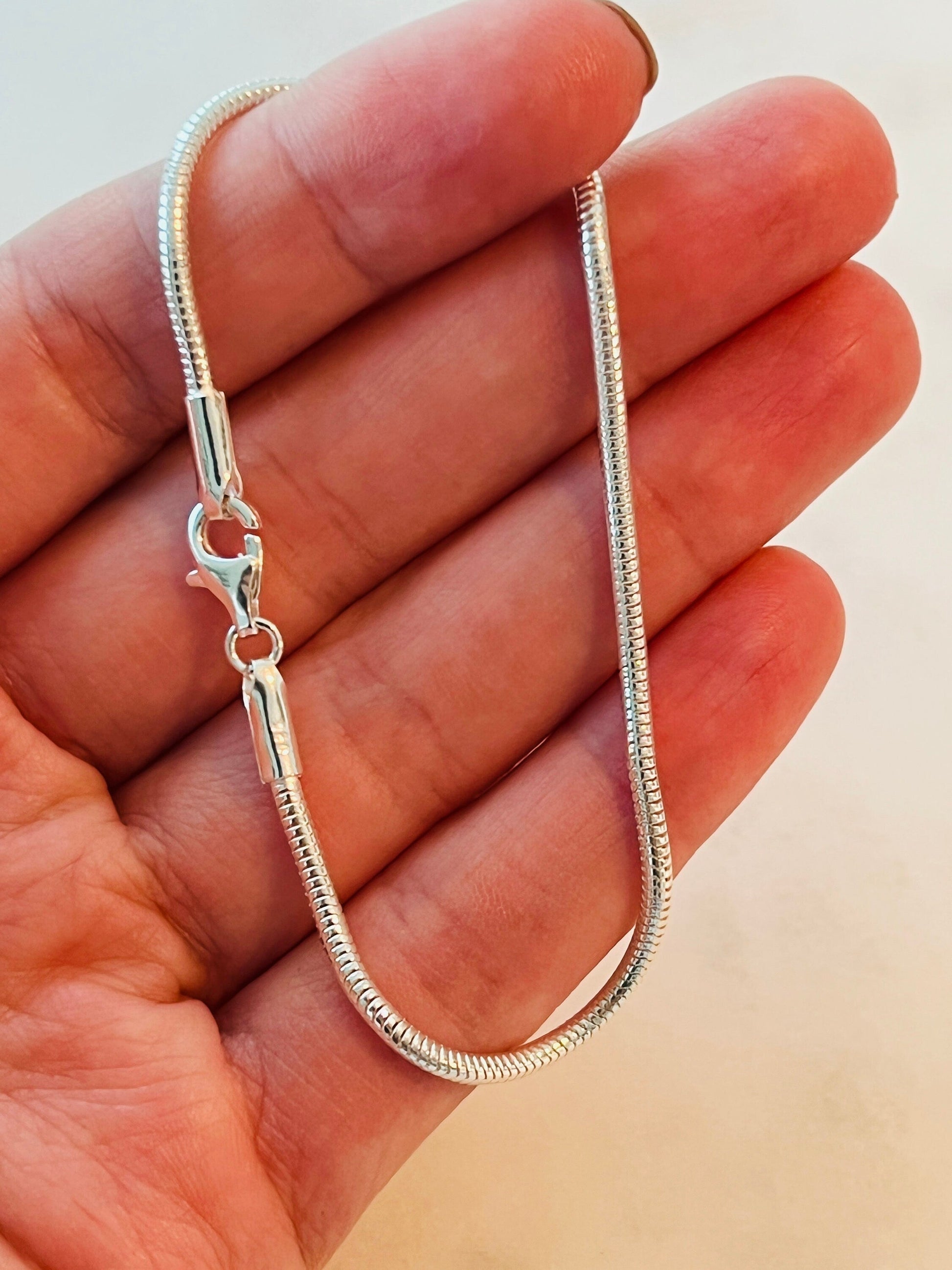 925 Sterling Silver Bracelets, Sterling Silver Snake Bracelet | 1mm Adjustable 7" to 8" by HAUS OF MONOGRAM