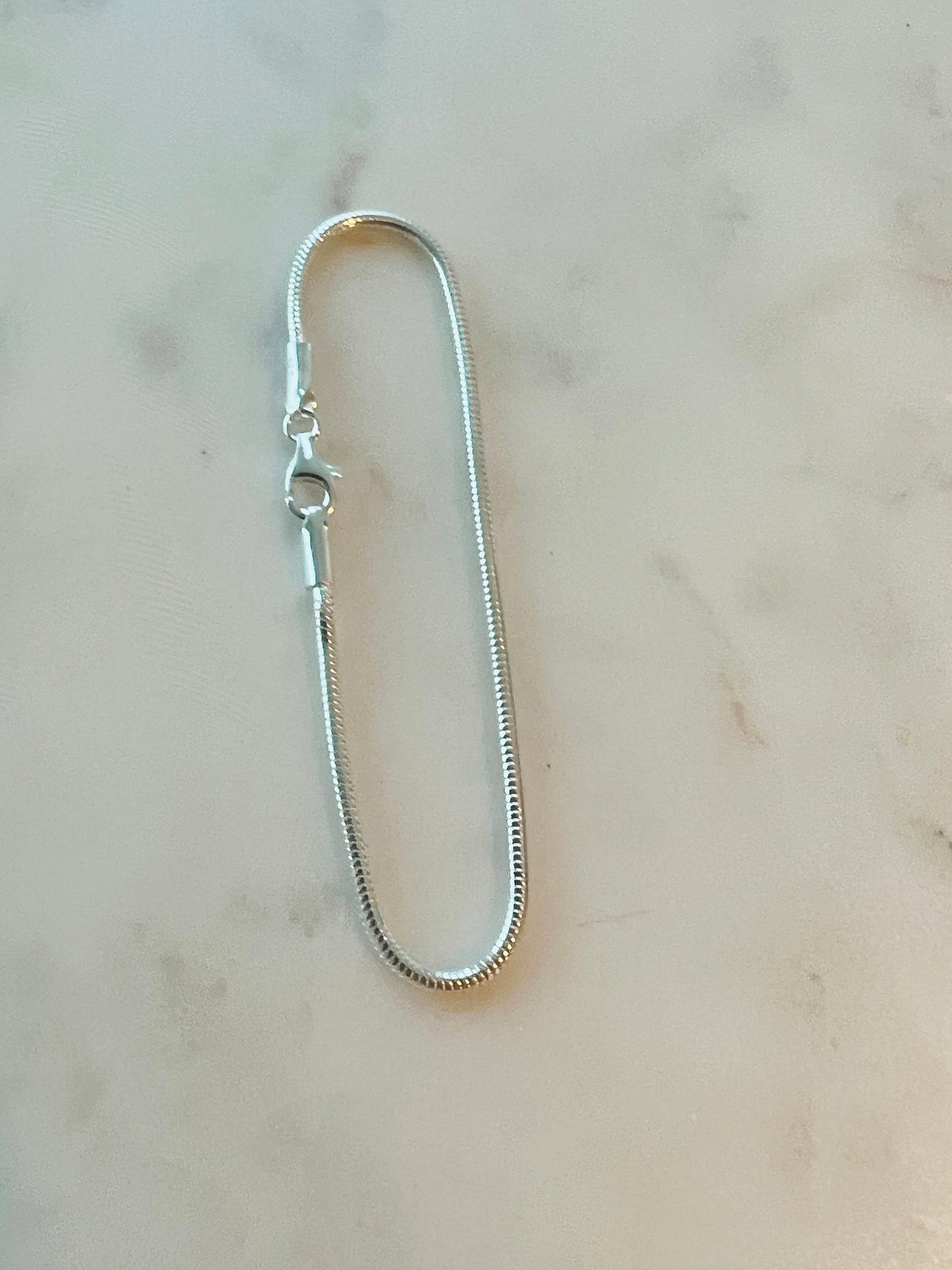 925 Sterling Silver Bracelets, Sterling Silver Snake Bracelet | 1mm Adjustable 7" to 8" by HAUS OF MONOGRAM