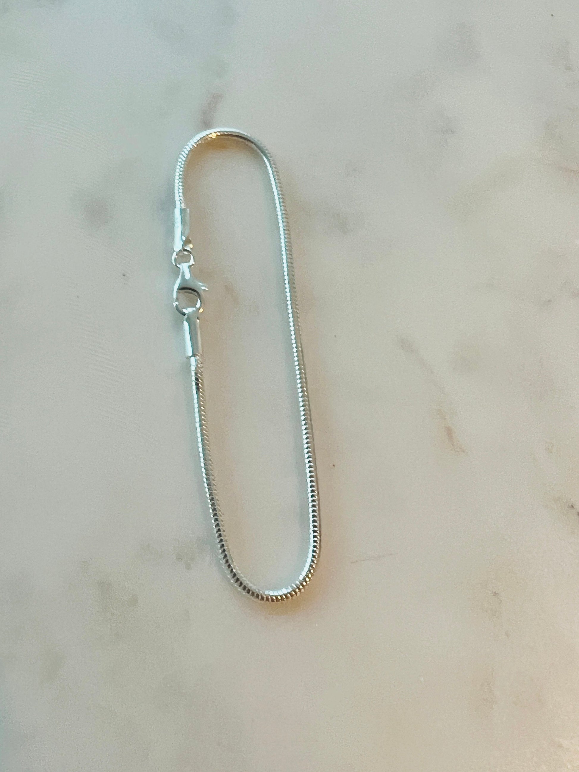 925 Sterling Silver Bracelets, Sterling Silver Snake Bracelet | 1mm Adjustable 7" to 8" by HAUS OF MONOGRAM
