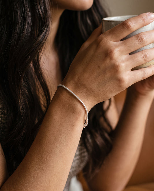 Sterling Silver Snake Bracelet worn by a model