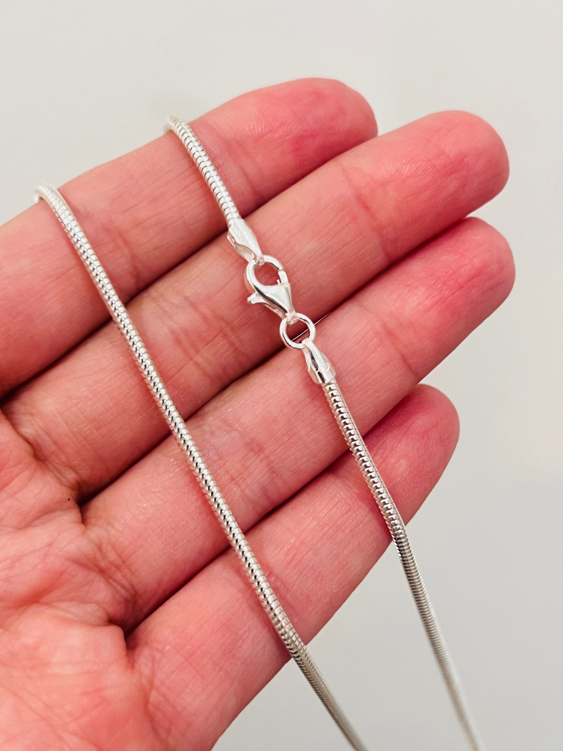 925 Sterling Silver Necklaces, Sterling Silver Snake Necklace | 1mm Chain in 7 Lengths by HAUS OF MONOGRAM