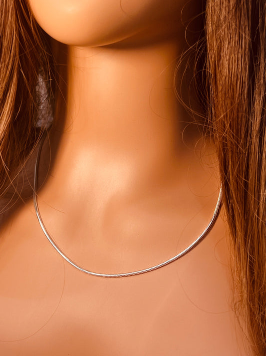 925 Sterling Silver Necklaces, Sterling Silver Snake Necklace | 1mm Chain in 7 Lengths by HAUS OF MONOGRAM