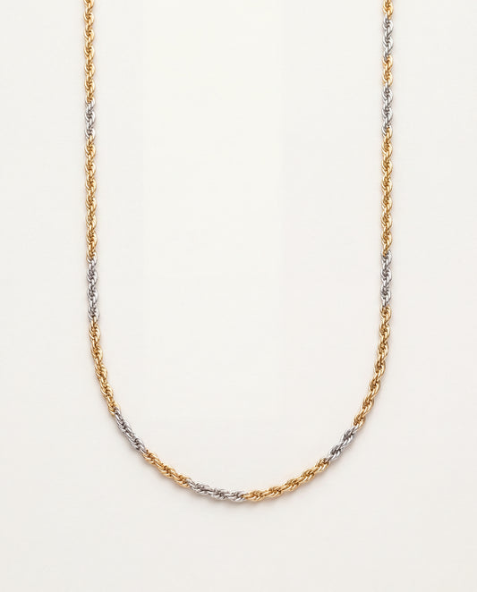925 Sterling Silver Necklaces, Two Tone 2mm Rope Necklace | Gold Silver Layer Chain by HAUS OF MONOGRAM