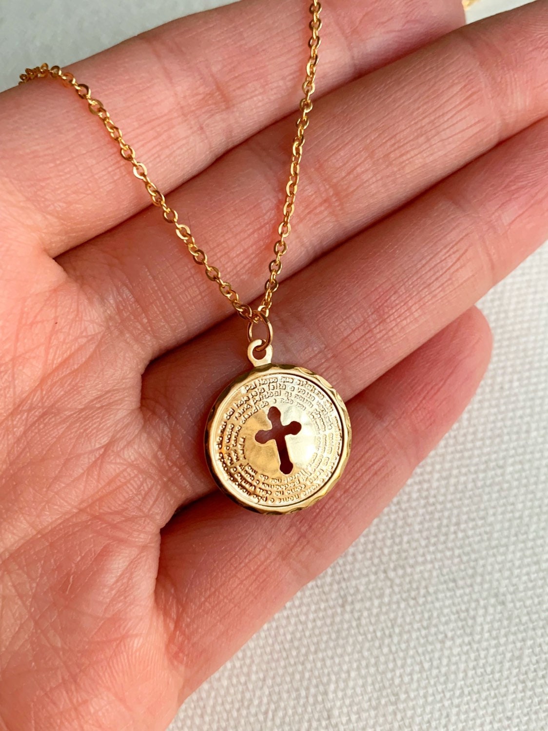 Our Father Necklace, Prayer Necklace, Religious Jewelry, Prayer Jewelry, Prayer Pendant, The Lord's Prayer Necklace, Gold Filled Necklace