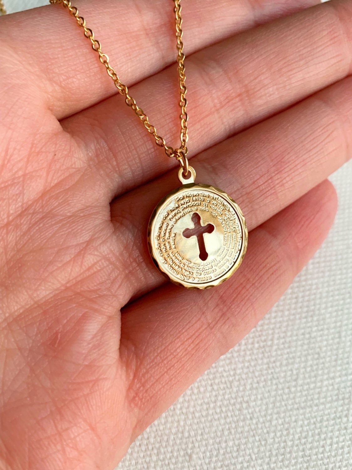 Our Father Necklace, Prayer Necklace, Religious Jewelry, Prayer Jewelry, Prayer Pendant, The Lord's Prayer Necklace, Gold Filled Necklace