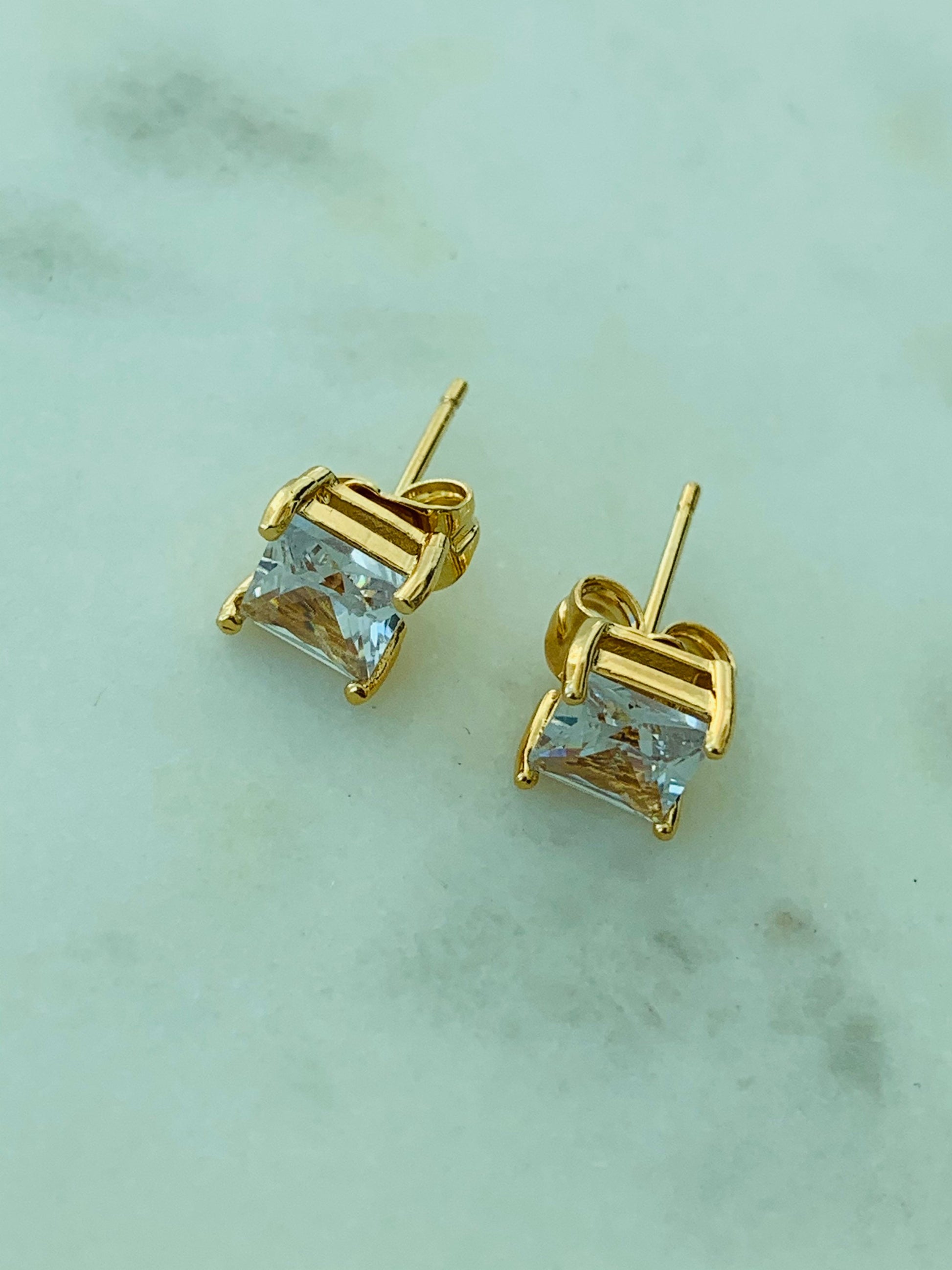 CZ Stud Earrings Minimalist Earrings Princess Cut Earrings Gold Filled Earrings Gold Earrings Stud Earrings Gifts for Her Earrings CZ Studs
