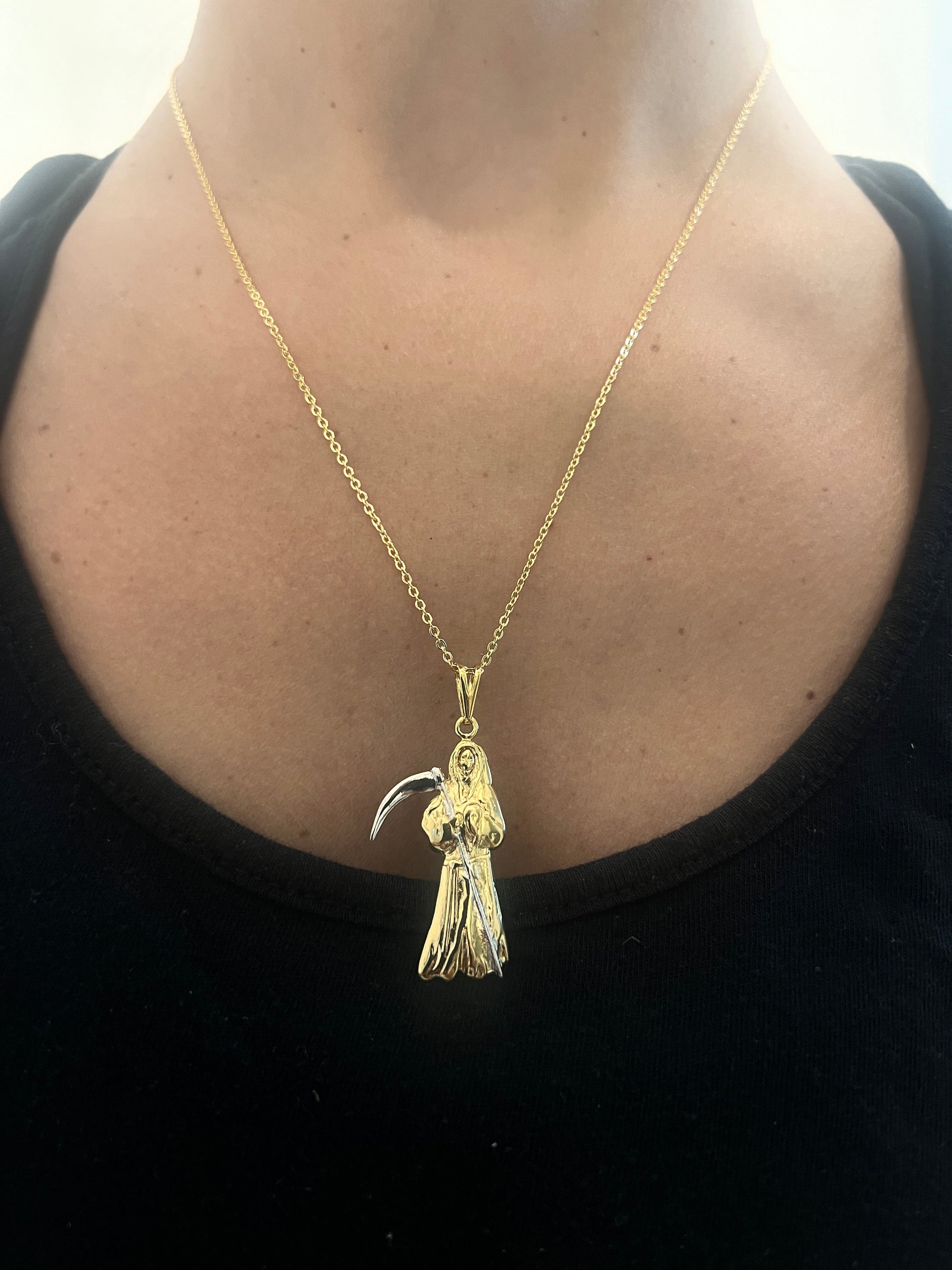 Santa Muerte Pendant Santa Muerte Necklace Santa Muerte Jewelry Gold Necklace Day of the Dead Grim Reaper Necklace Jewelry Holy Death Charm