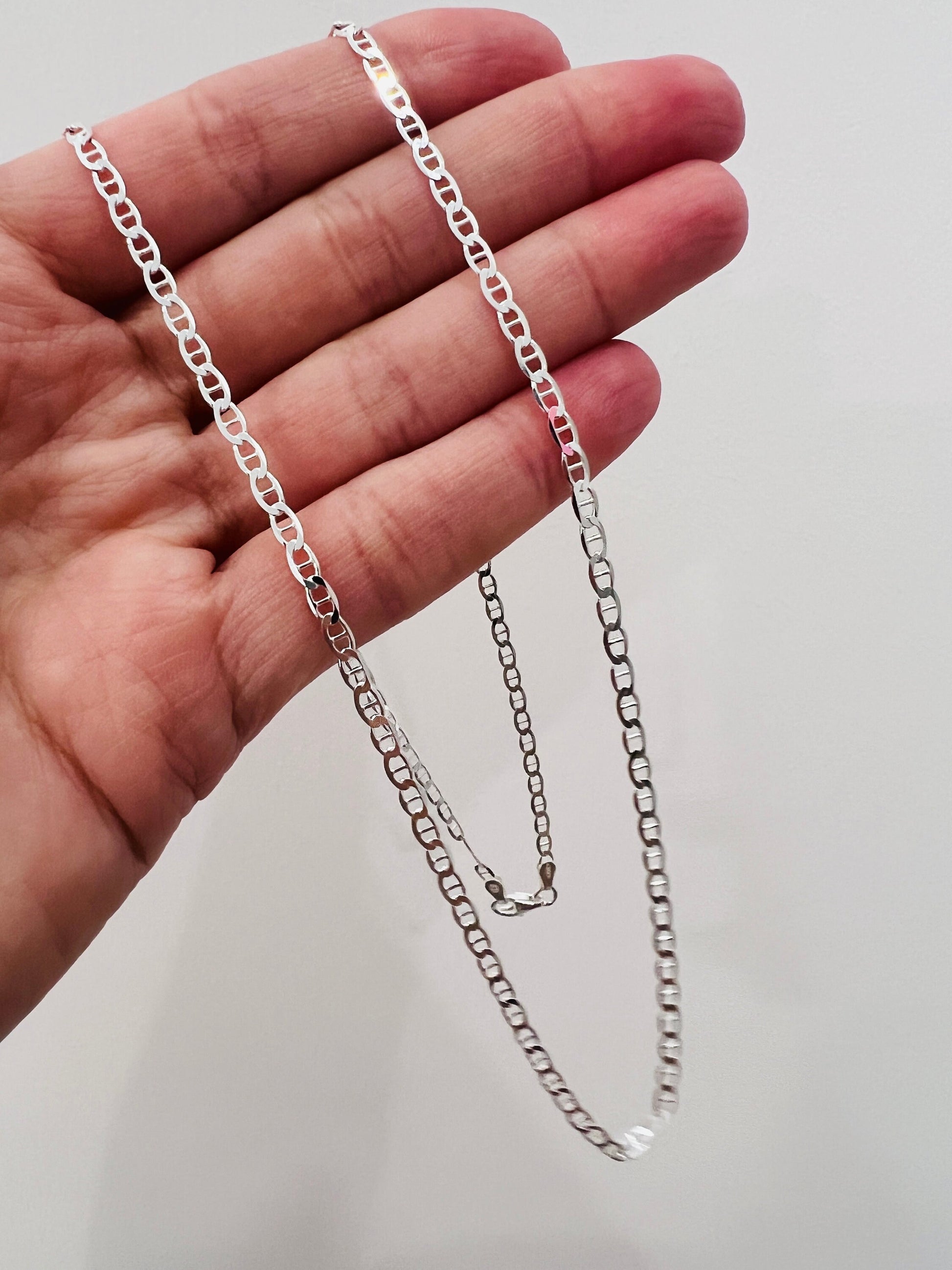 Sterling Silver Mariner Link Chain, Mariner Link Necklace, Silver Mariner Chain, Men's Chain, Women's Necklace, Silver Chain for Pendant,925